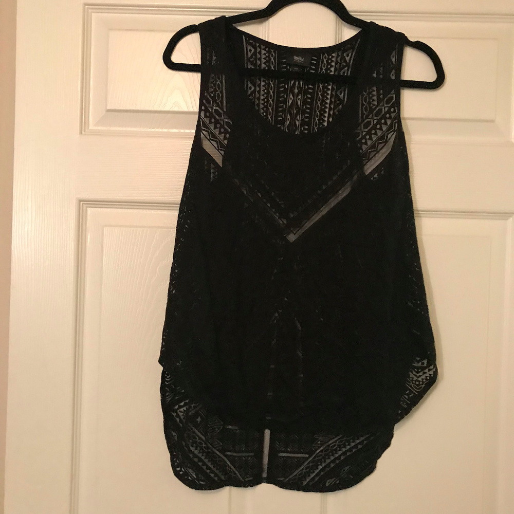 MOSSIMO Sheer Black Patterned Tank, Women's Size M